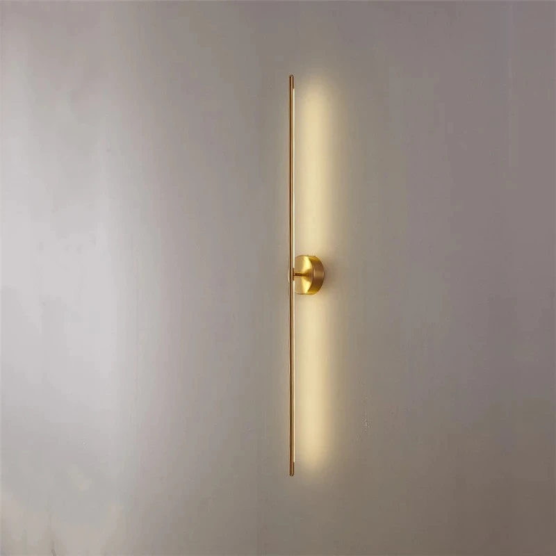 

Luxury Gold Geometric Lines Wall Lamps Living Room Bedroom Bedside Lamp Designer Simple Mirror Headlight Hotel Aisle Wall Lights