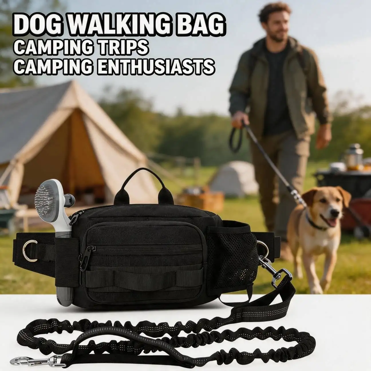 Upgrade Pet Leash Waist Bag With Dog Smooth Zipper