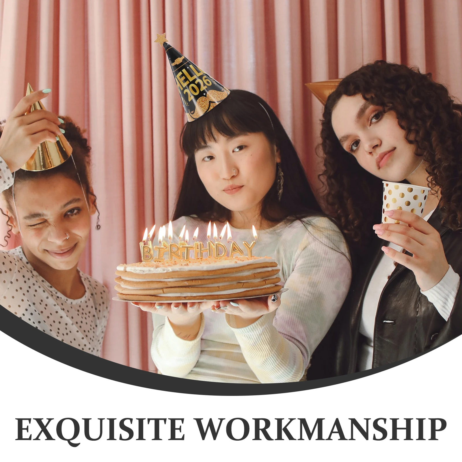 

24pcs Happy New Years Eve Party Hats Bulk Cone Hat For Women And Men New Years Eve Party Favor Supplies Photo Props Decorations