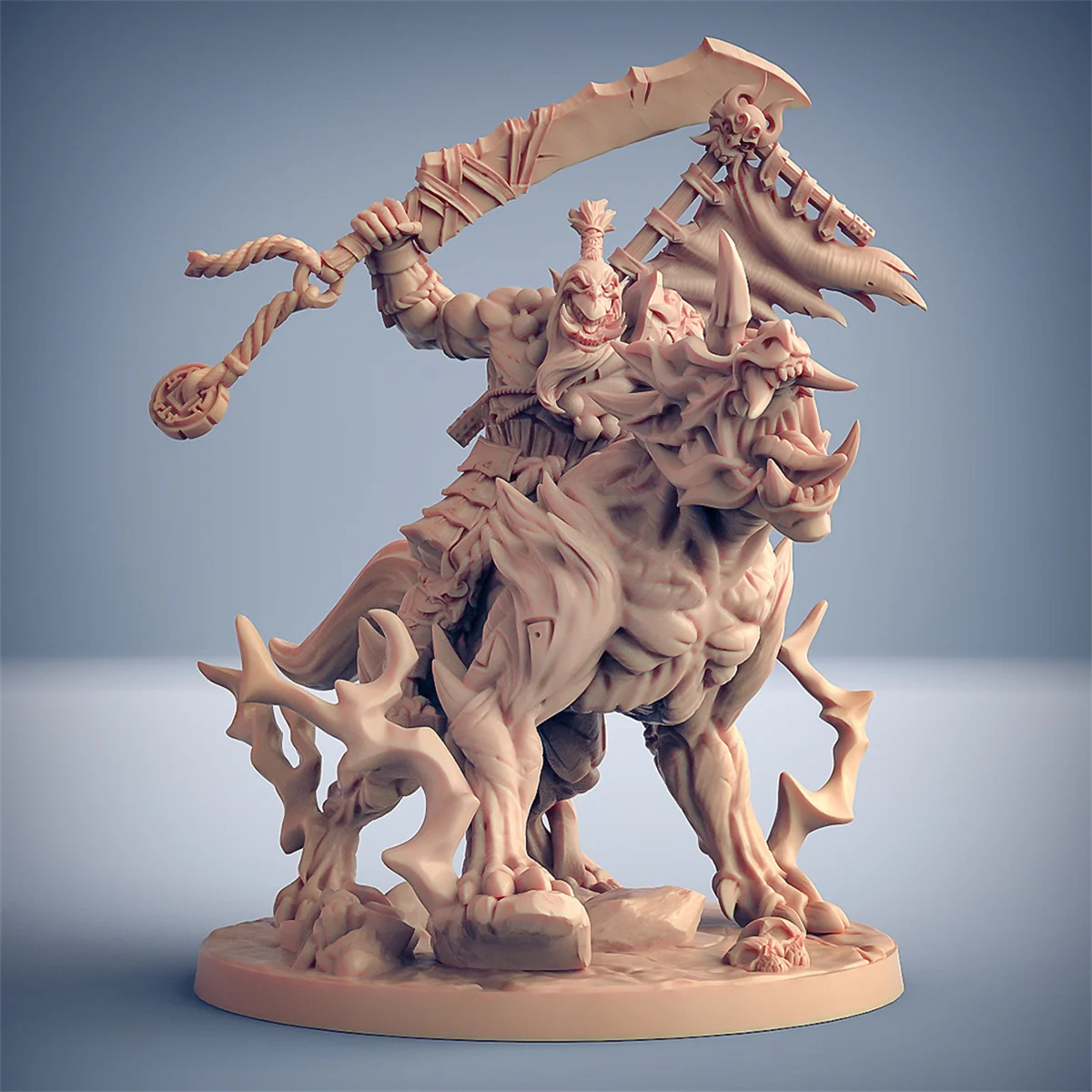 Impresión 3D de modelos microscópicos, juego de mesa de grupo de dos cabezas Ogre Warrior Mage Dnd, modelo Ghost Tribe Orc