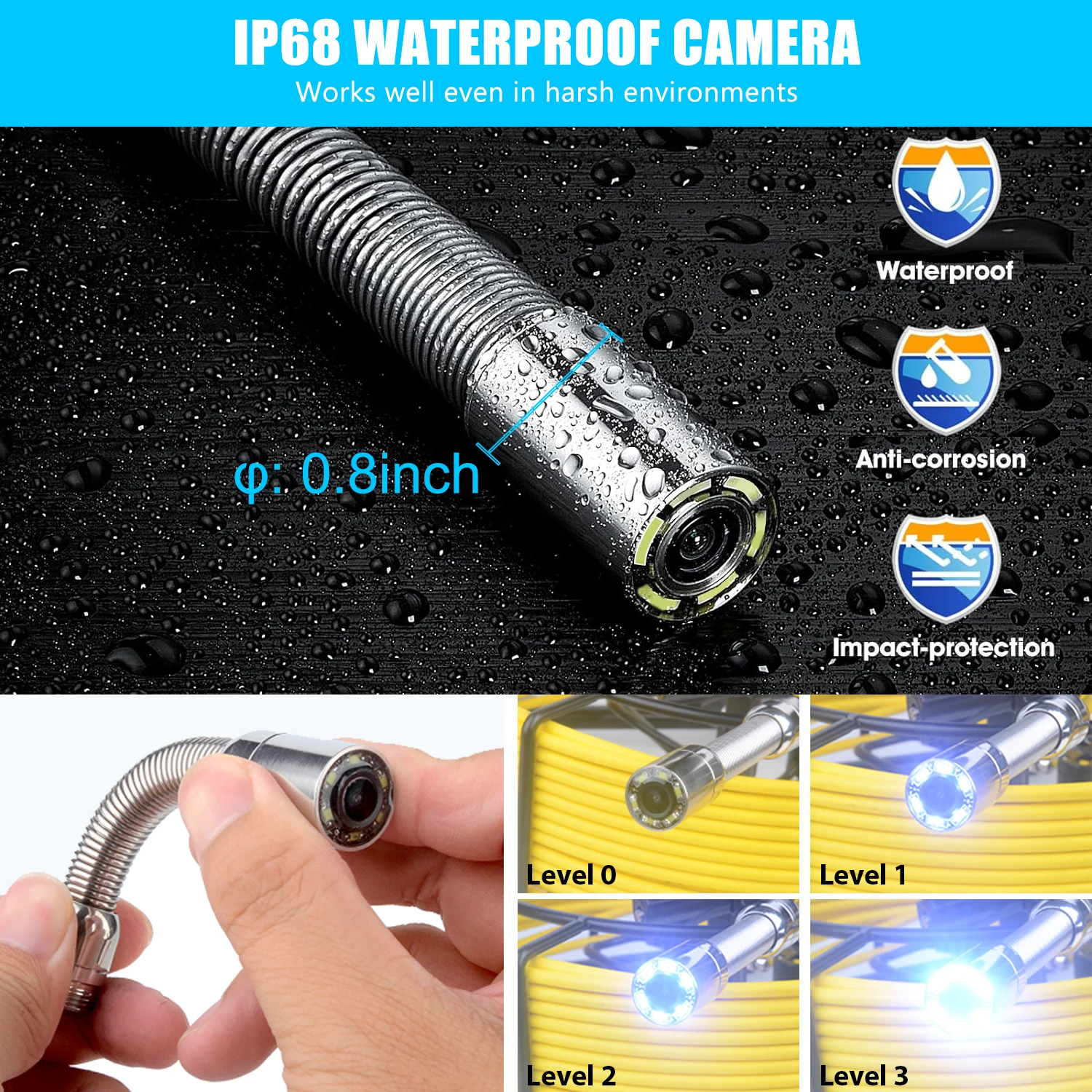 Sewer Camera 50M Pipe Inspection Borescope Endoscope 7