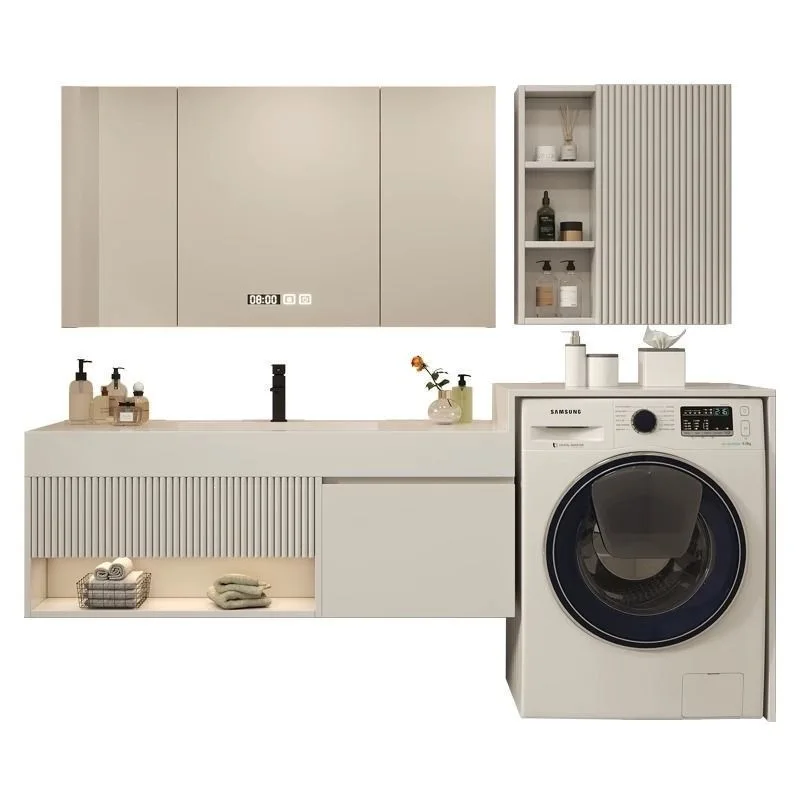 Washing machine integrated cabinet rock slab seamless ceramic basin toilet washbasin washbasin bathroom cabinet