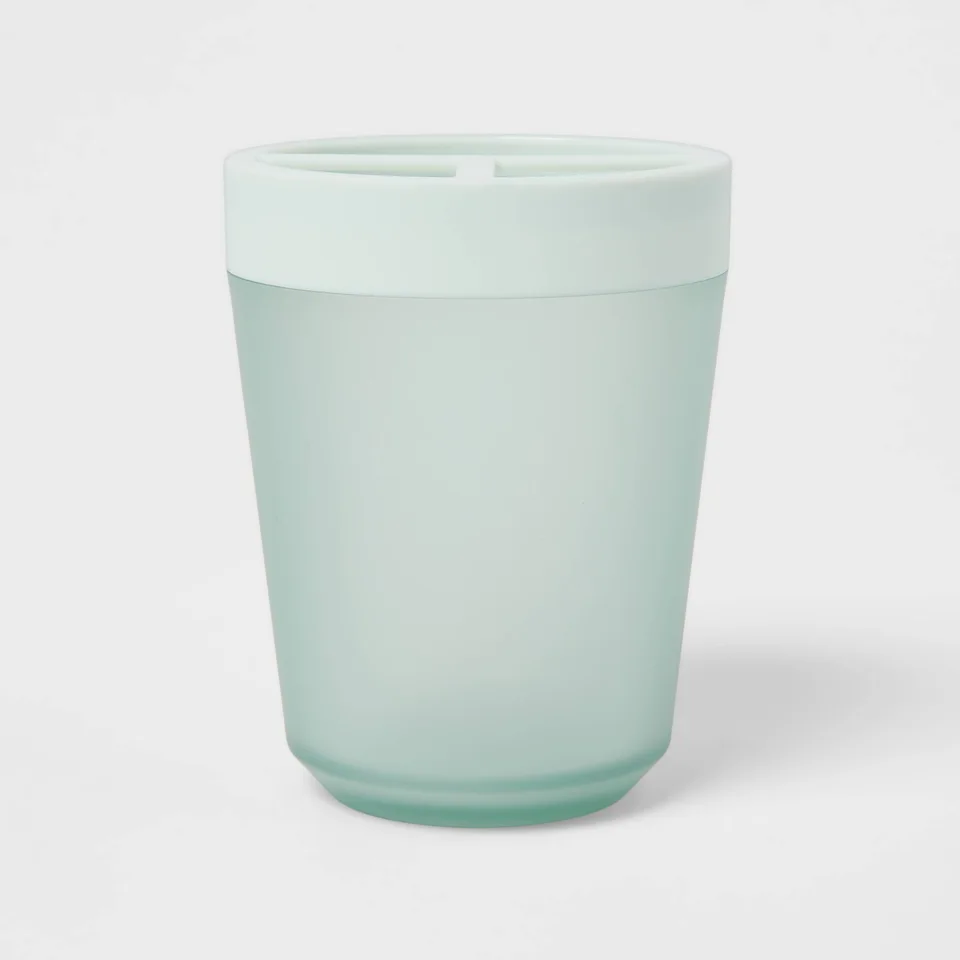 Mint Green Three Compartment Toothbrush Holder Cup