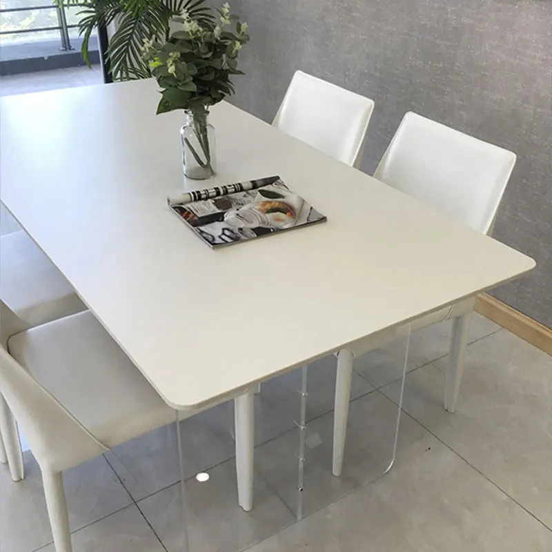 New Arrival Dining Room Furniture 6 Seater Modern Dining Table White Acrylic Luxury Home Kitchen Dining Table Sets