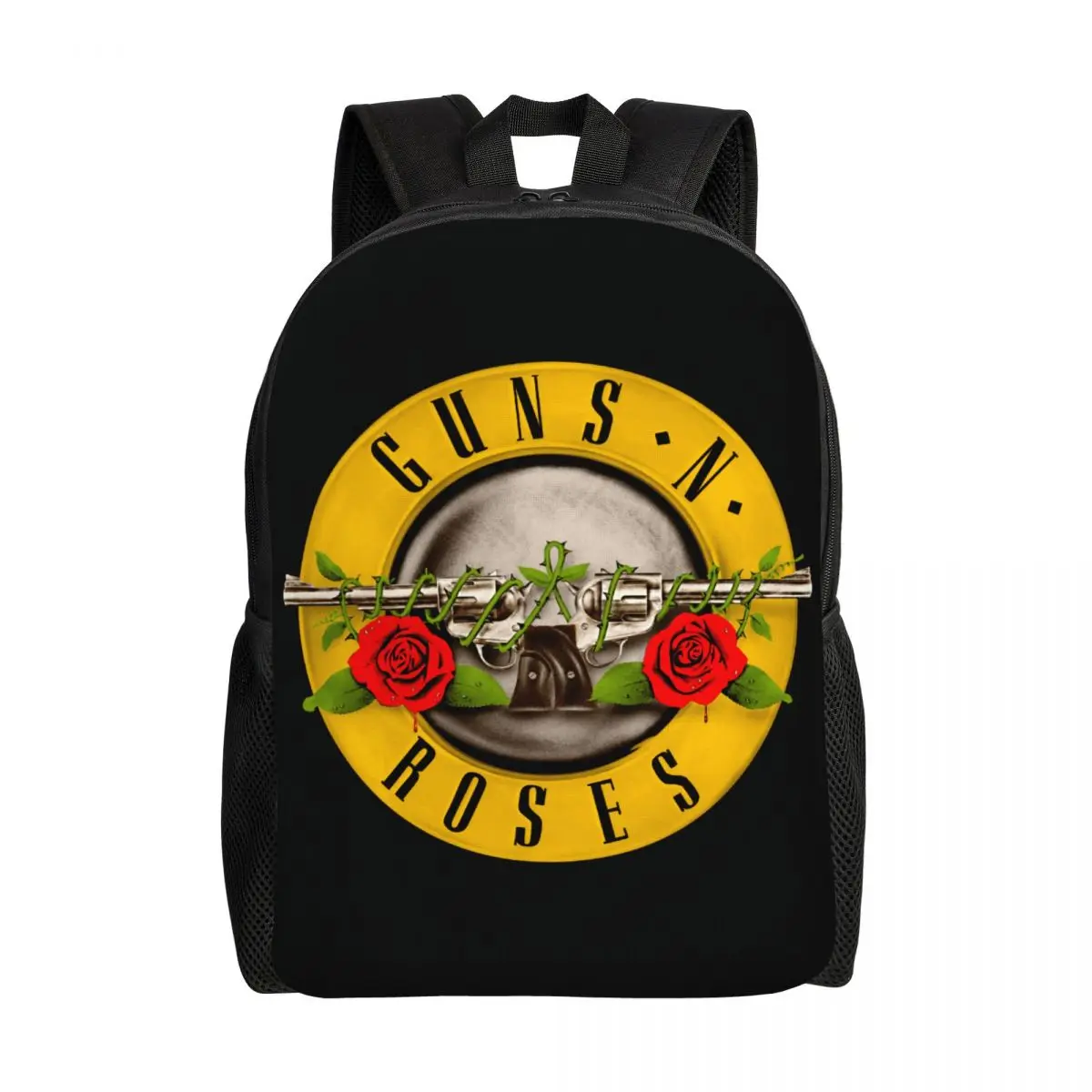 Custom Guns N Roses Logo Backpack for Men Women School College Student Bookbag Fits 15 Inch Laptop Heavy Metal Bags