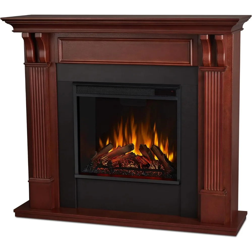 Electric Fireplace with Mantel for Living Room or Bedroom, Replaceable Fireplace Insert Heater, Realistic Log and Flame Effect.