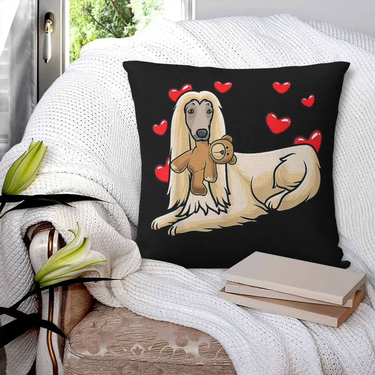 Afghan Hound Lover Square Pillowcase Polyester Pillow Cover Velvet Cushion Decor Comfort Throw Pillow For Home Bedroom