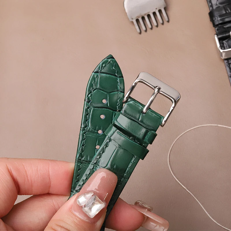 Hand sewn apple watch Seri es9 8 7 6 5 Apple Watch iwat chultra Leather Crocodile skin. watchband 49mm 45mm 42mm 38mm