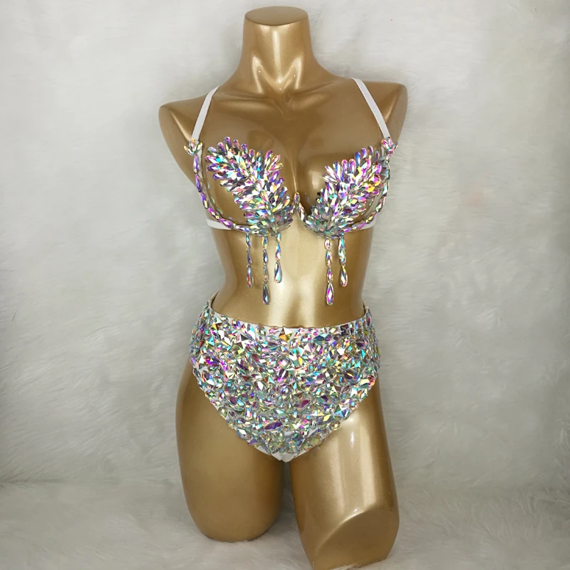 Samba  Bra Crystal bikini Rainbow Pink RED Stone Belly dancing Wire Bra Belly Queen Dance Wear Gogo Outfit Carnival