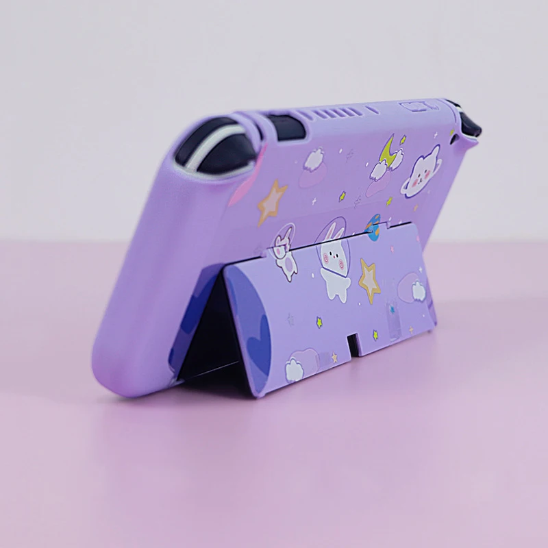Shell per Nintend Switch OLED Simpatico coniglio Viola Rosa Custodia rigida per PC Cover completa per custodie per accessori Nintendo Switch oled NS