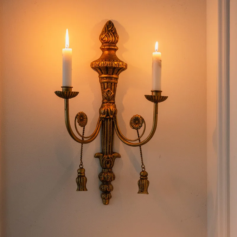 

Vintage Brass Candelabra Wall Sconce Candle Holder Double Arms