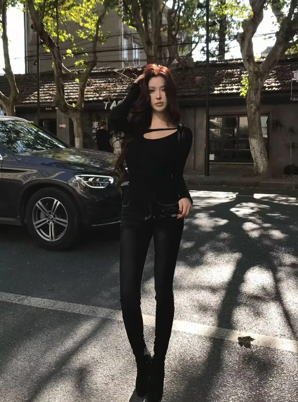 

High Waist Fce Lined Brued Tight Fit Women's Pencil Pants Autumn Winter Warm Elastic Butt Lifting High Waist Trousers