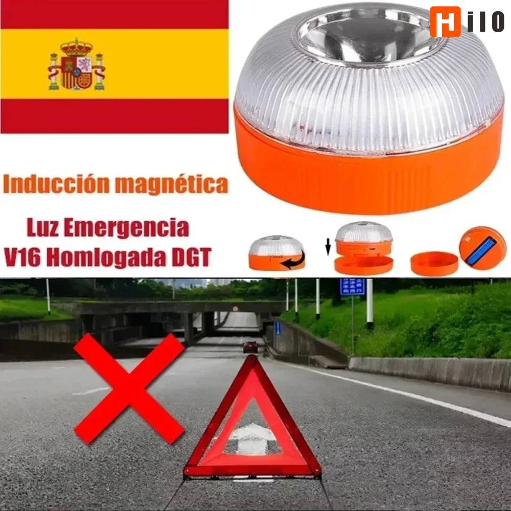 USB Rechargeable Car Emergency Beacon Light V16 Magnetic Induction Strobe Flashing Warning Light Help Flash Safety Signal Lamp