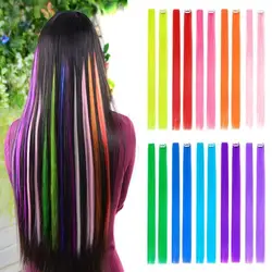 57cm Wig Colorful Heat Resistant Hair Decor Long Extension Hairpiece For Ladies Straight Fashion Rainbow Cosplay Halloween Party
