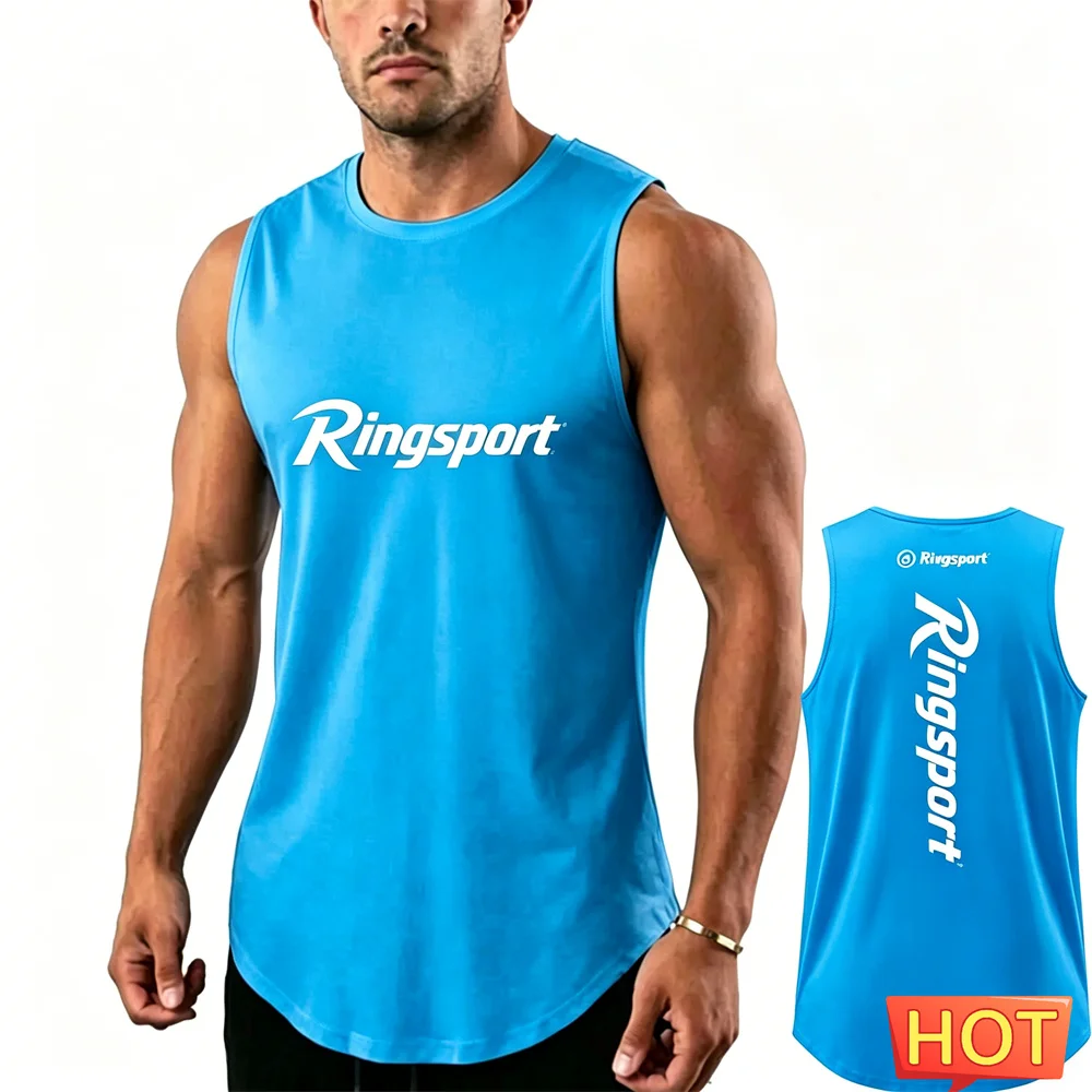 Summer Men's Fitness T-shirt men's t-shirts and tank tops pattern print sleeveless T-shirt Quick drying Men women's running vest
