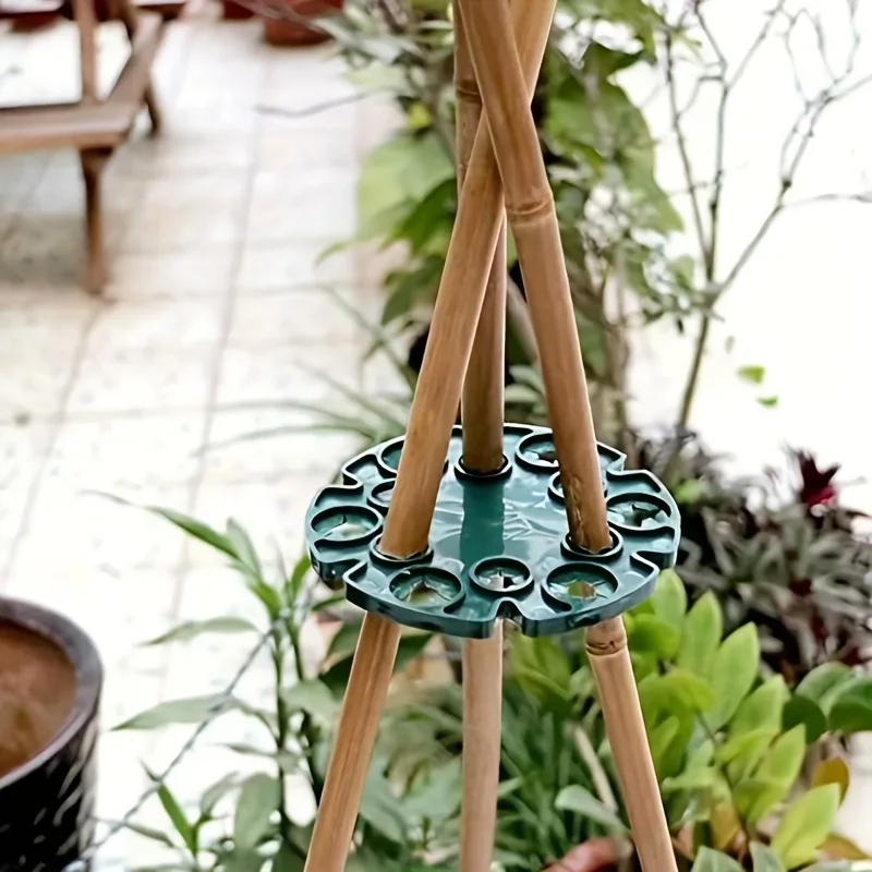 5pcs Green Plastic Plant Supports Featuring Multiple Rings Supports For Peas Beans Tomatoes Cucumbers Gardening Accessories