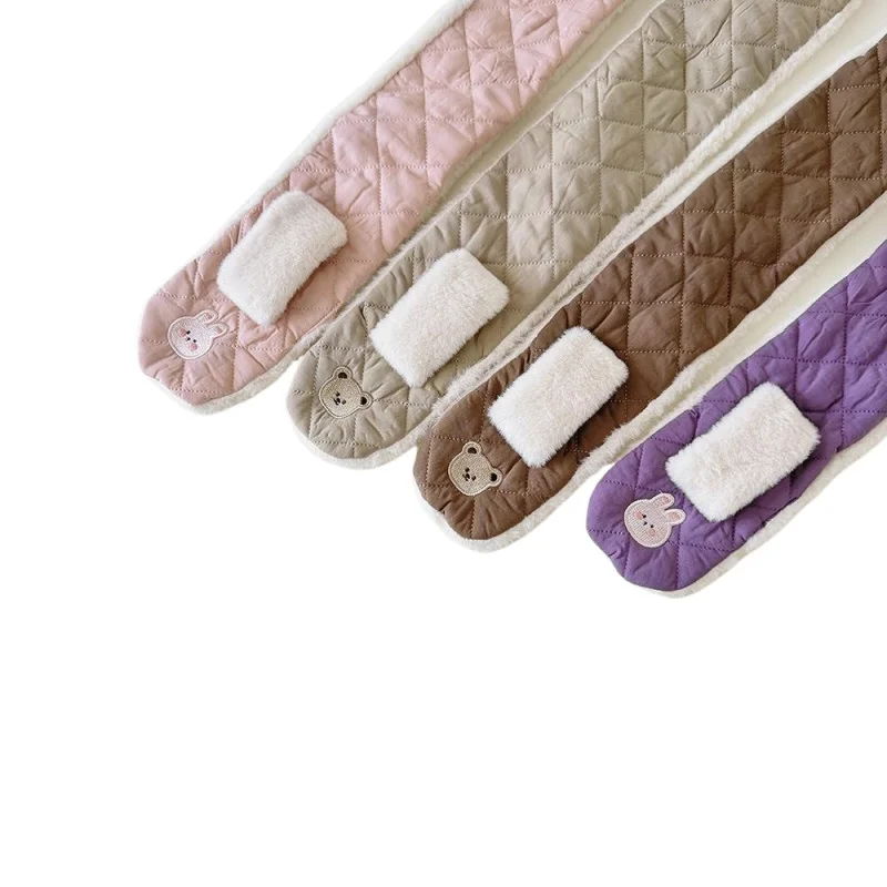 ผ้าพันคอเด็กฤดูหนาวสไตล์เกาหลี ลายปักกระต่ายน่ารัก ผ้าพันคอเด็กอุ่นๆ สำหรับเด็กผู้ชายและเด็กผู้หญิง อุปกรณ์ป้องกันคอสำหรับกิจกรรมกลางแจ้ง อายุ 2-6 ปี