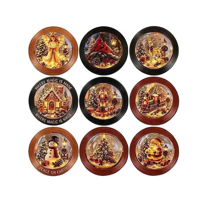 TFORU-Magnetic Vinyl Music Player Record Magnetic Music Box Set Christmas Music Box With 9 Discs
