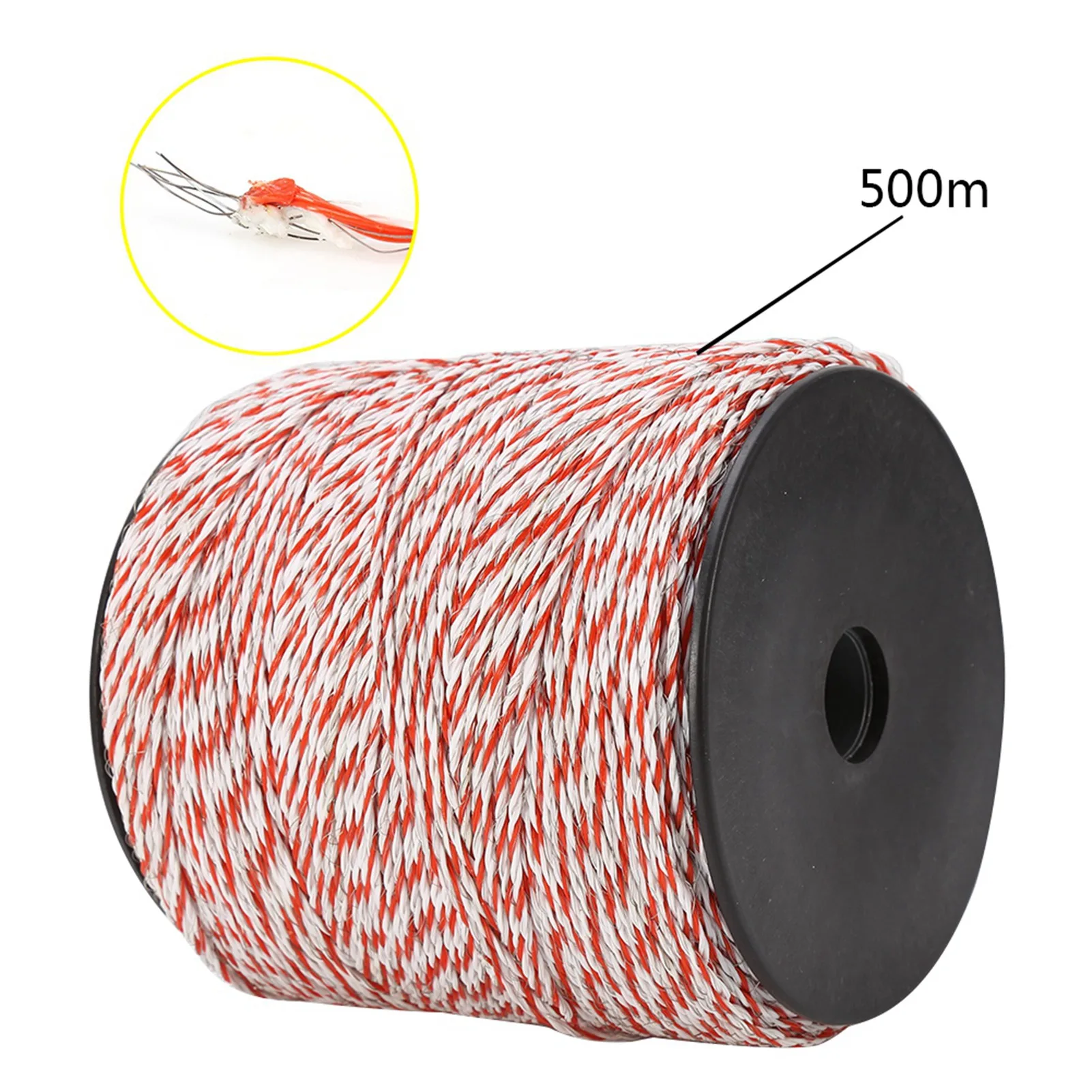 Professional 500M White Red Electric Livestock Conductive Fence Wire Roll Stainless Steel Conductive Rope for Farm Ranch Pasture