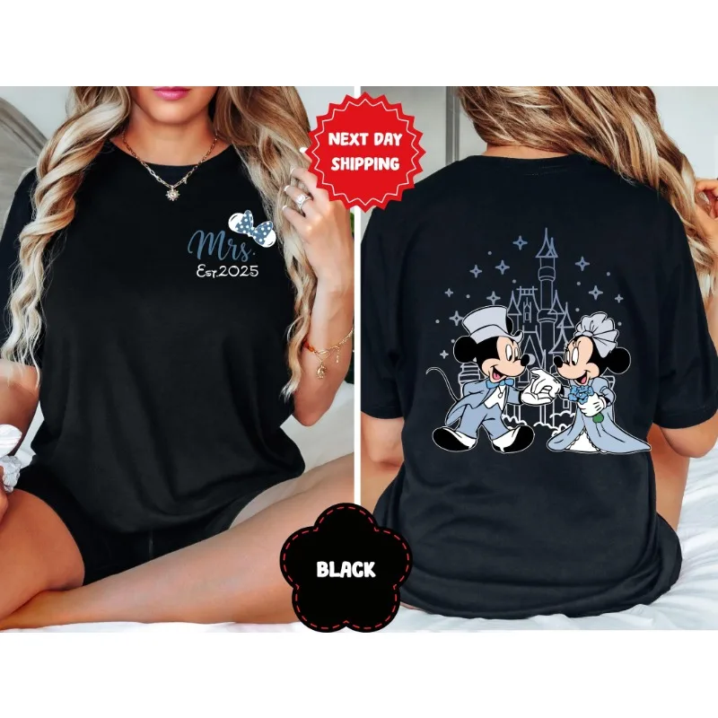 

Honeymoon Matching T-shirt Mrs. and Mr. Disney Double-sided Shirt, Mickey Minnie and His Wife Will Always Be Happy T-shirt