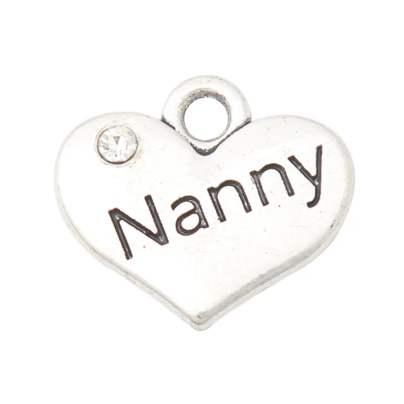 10pcs Fashion Heart Mum Nanny Friend Nana Daughter Dad Charms 15*17mm AAC-MIX2