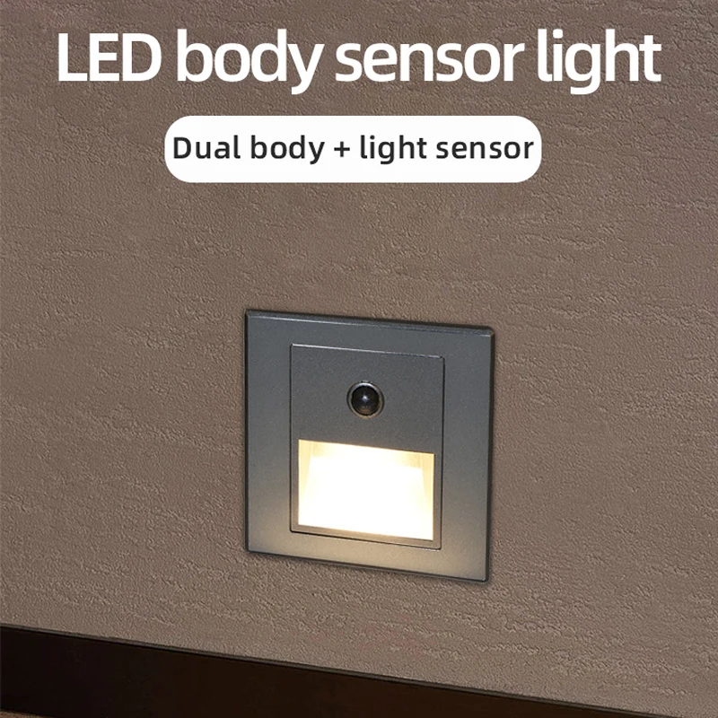 Nice Infrared Motion Sensor Stair Lights Indoor Outdoor Stair Step Wall Lamp 3W Recessed LED Step Light Staircase Bedroom Decora