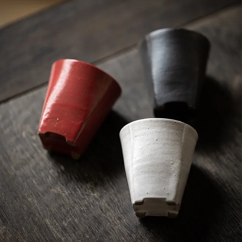Wabi Stillwind Powder Handmade Tea Tasting Cup Retro Coarse Pottery Household Guest Cup Personal Teacup Kung Fu Tea Set Teaware