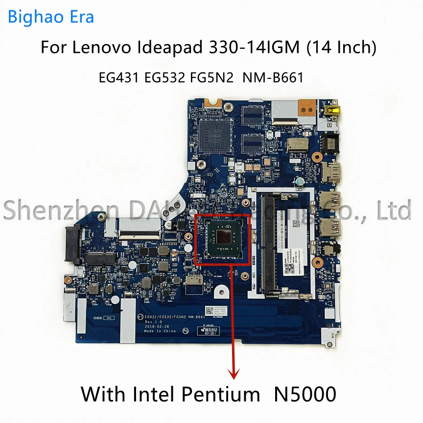 NM-B661 For Lenovo Ideapad 330-14IGM Laptop Motherboard With N4000 N5000 CPU DDR4 FRU:5B20R3357 5B20R33570 5B20R33574 5B20R33569