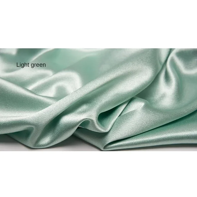 High Density Crystal Satin Fabric By The Meter for Needlework Dress Cheongsam Coat Skirt Diy Sewing Cloth Smooth Soft Plain Blue