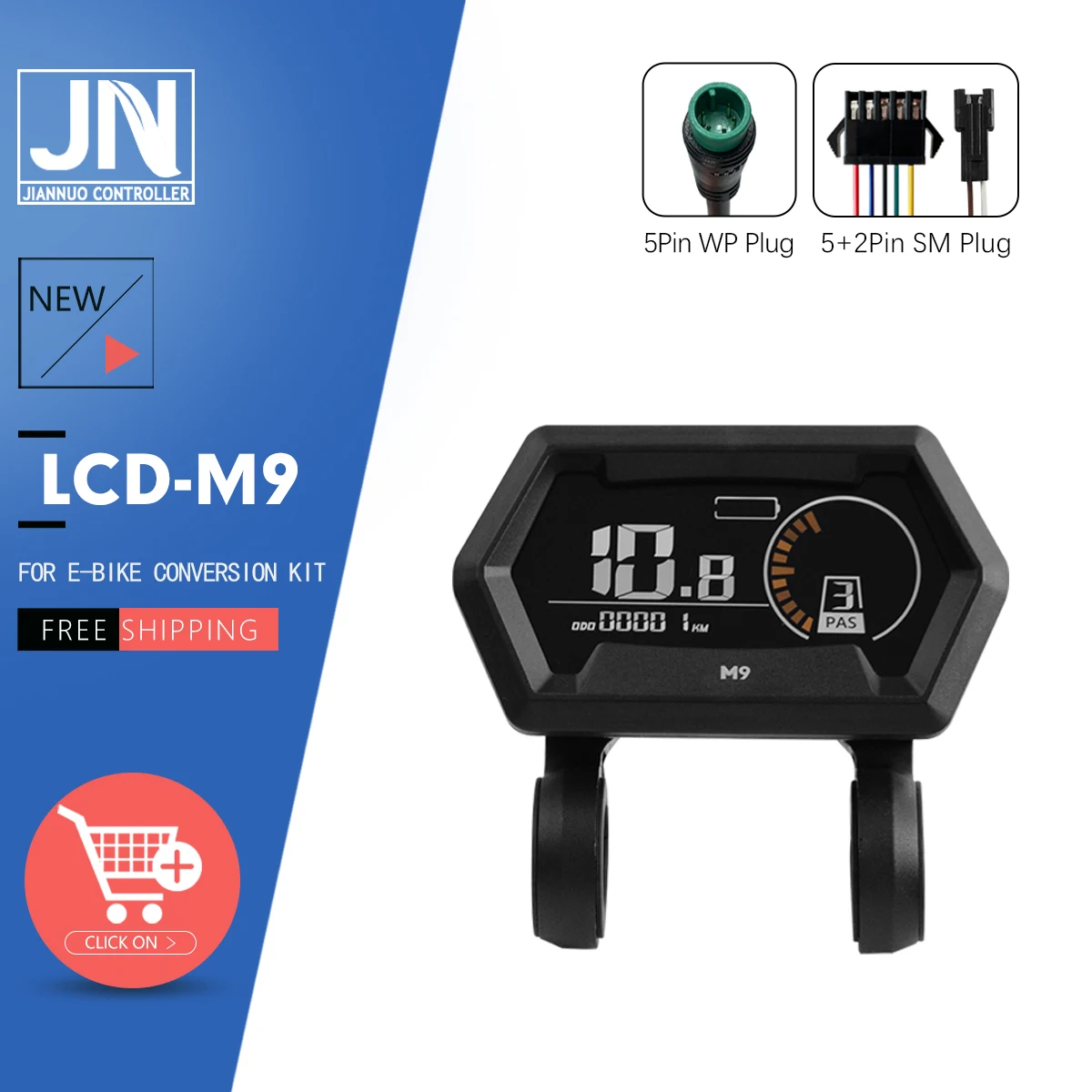 

Electric Bike M9 LCD Display Screen 5-pin E-Bike Speedometer Screen Control Panel Electric Scooter Bicycle Ebike Accessories