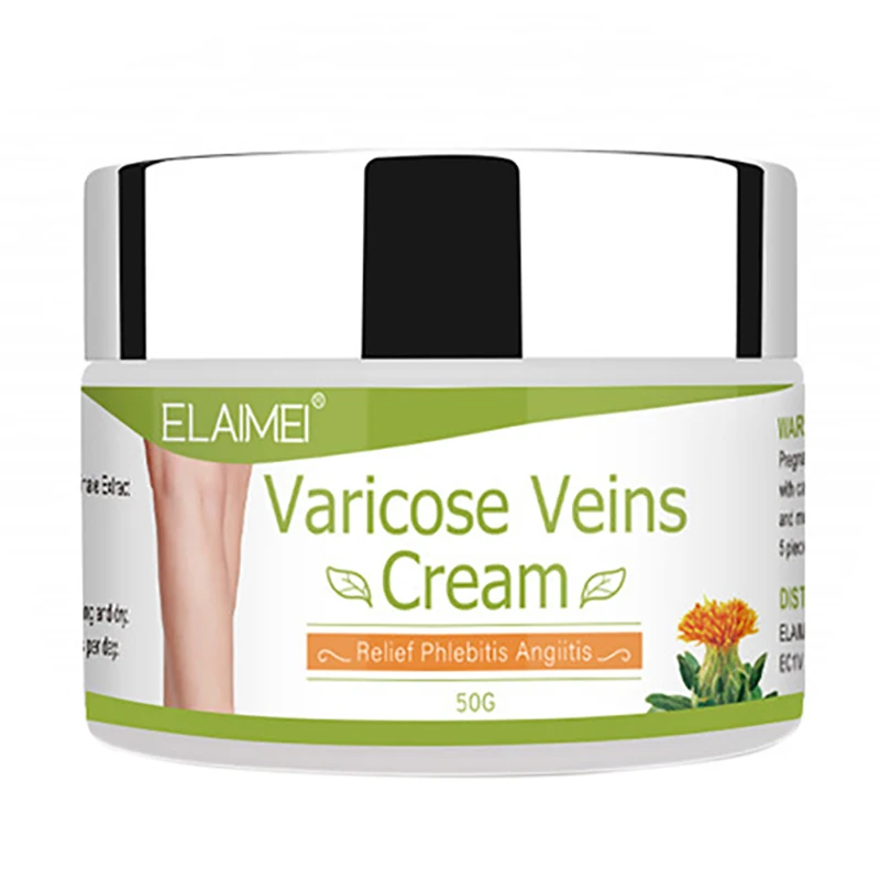 ELAIMEI 50G Varicose Vein Ointment Relieve Pain Bulging Legs Red Blood Streak Repair Vein Cream Herbal Safflower Cream