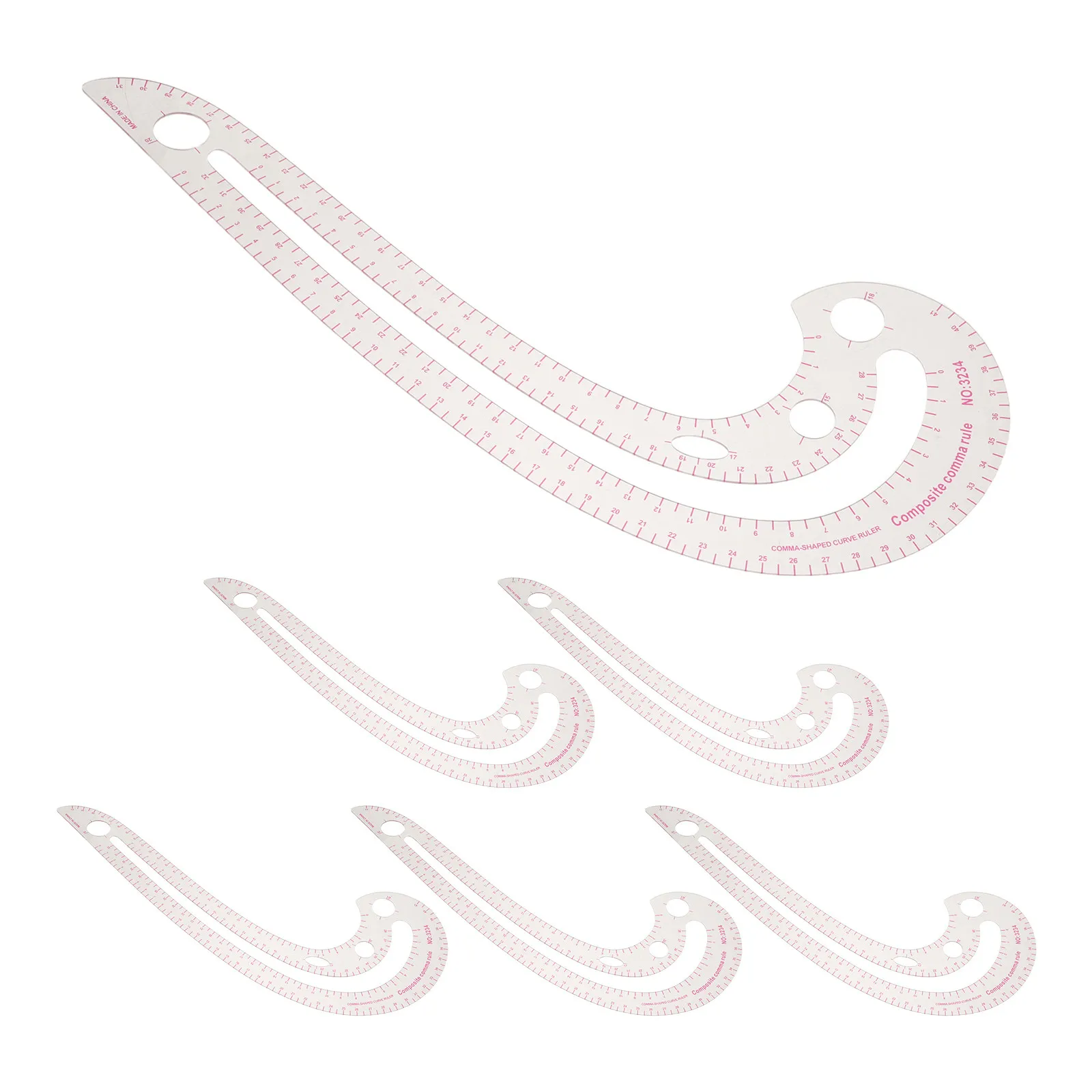 6Pcs Flexible Plastic Curve Rulers Garment Drafting Templates Sewing Pattern Making Tailor Measuring Tools for Dress Maker