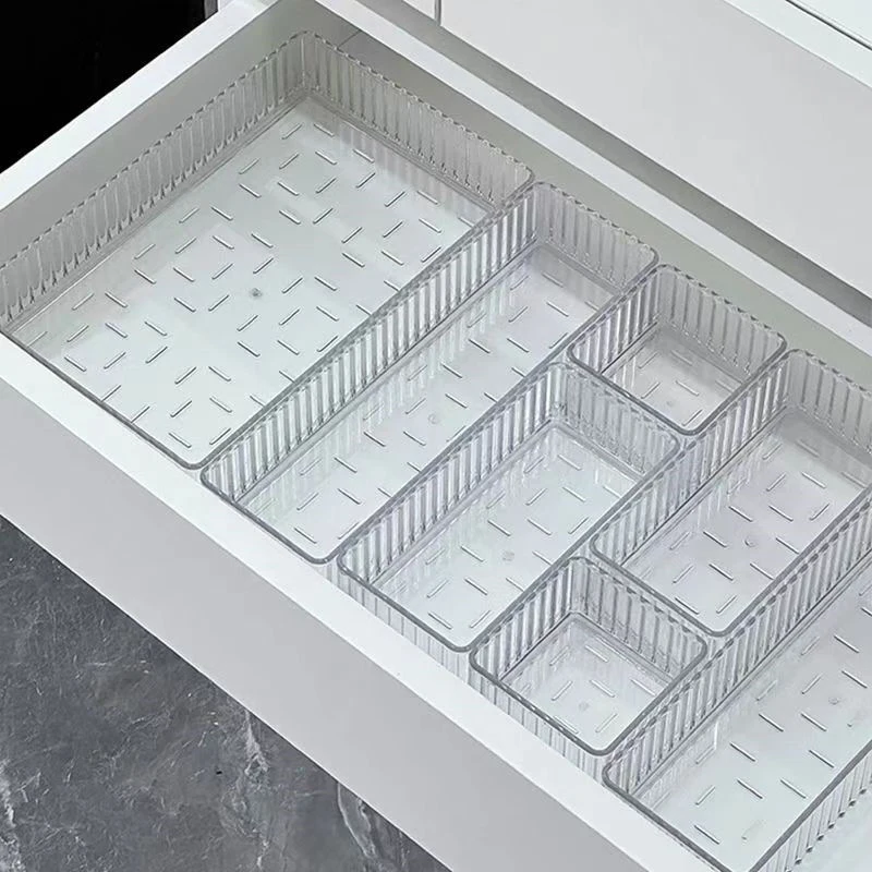 Stackable Acrylic Drawer Organizer - Adjustable Divider Trays for Cosmetics, Modular Makeup Storage Box