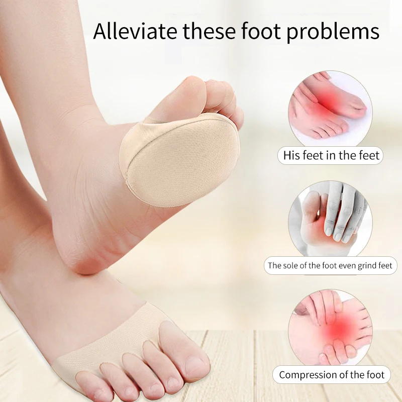 Almohadillas para antepié de cinco dedos de los pies para mujer, medias plantillas de tacón alto, callos, callos, cuidado del dolor de pies,