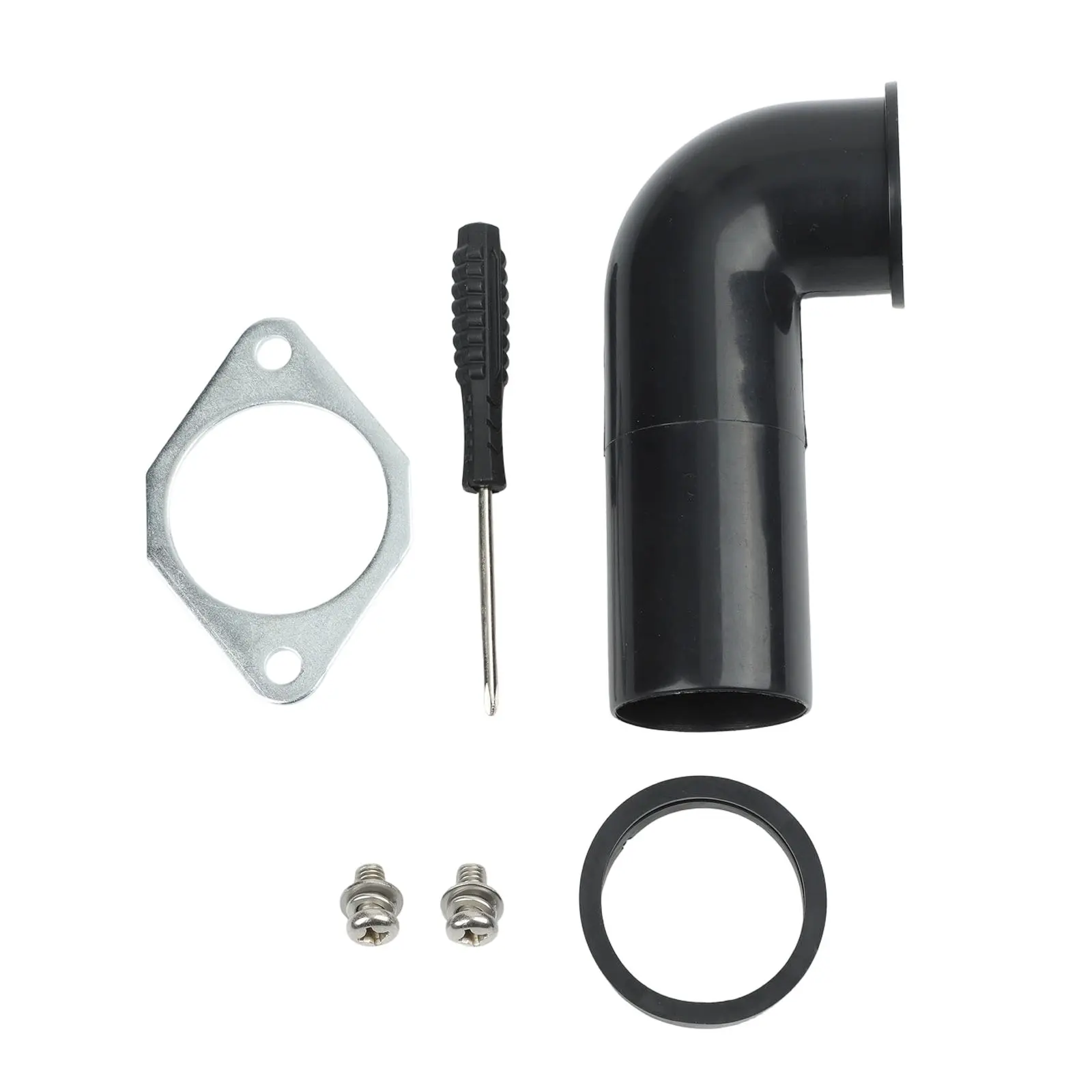 Garbage Disposal Drain Elbow Replacement Set with 3.8 Inch Curved Elbow 1.58 Inch Flange and Compression Gasket