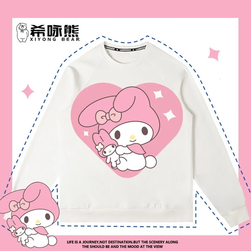 

Sanrio Round Neck Coat Female Loose Girl Kulomi Laurel Dog Hellokitty Joint Hoodie Clothes Cotton