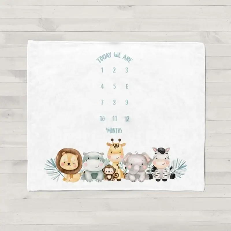 

808E Newborn Animal Pattern Baby Record Growth Milestone Blanket