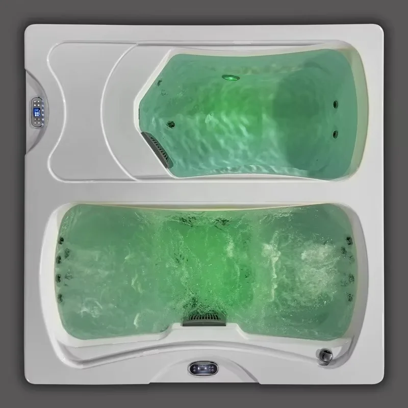 Modern Hot Tub And Cold Ice Plunge Daul Acrylic Spa Ice Bath Massage Combo Whirlpool Bathtub