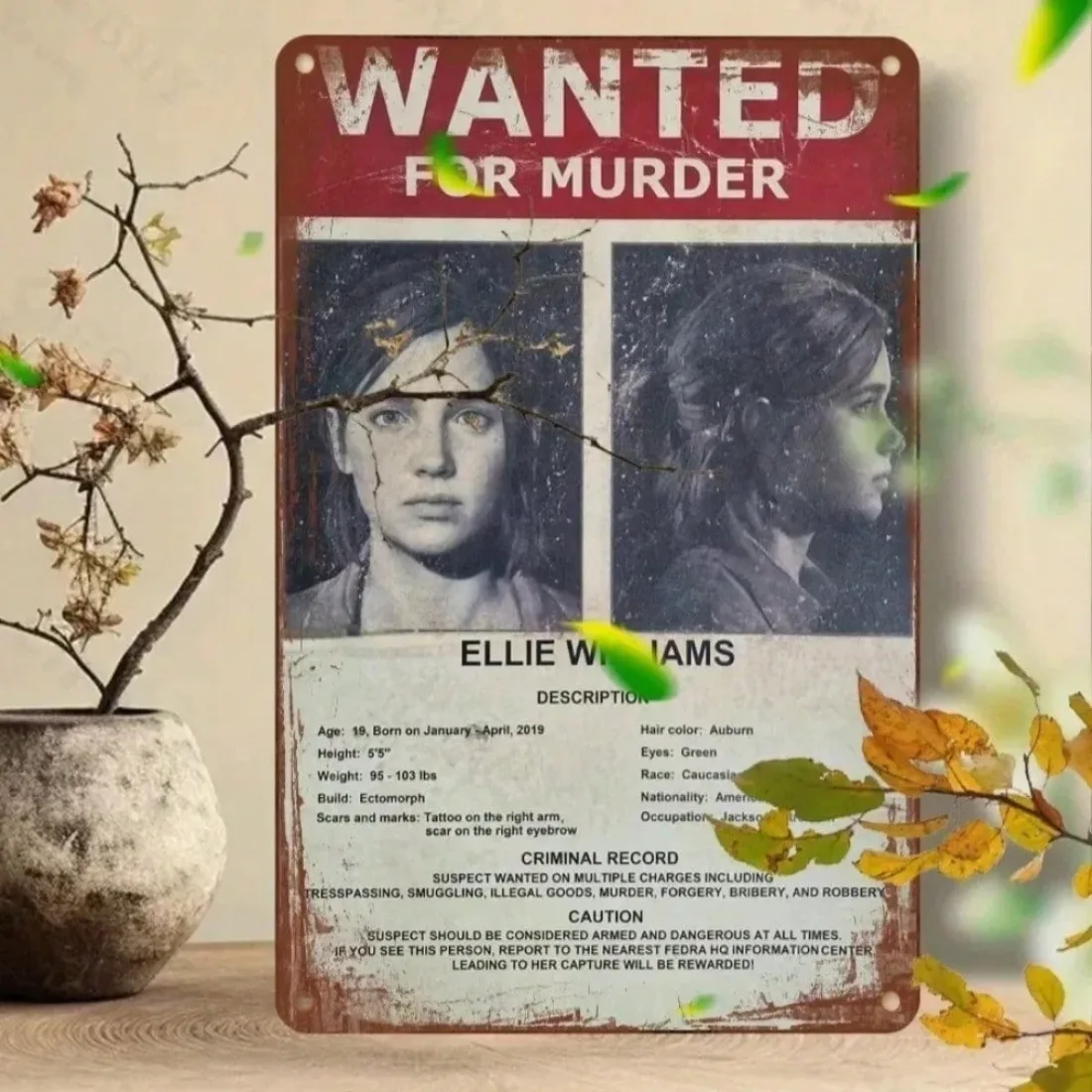 

Vintage Wanted Poster Metal Sign, Gaming Room Wall Art & Home Decor UV Printed Waterproof Plaque