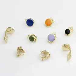 Zinc Alloy Enamel Round Ear Clip Earring Settings Earring Connector 6pcs/lot for DIY Earrings Ｍaking Finding Accessories