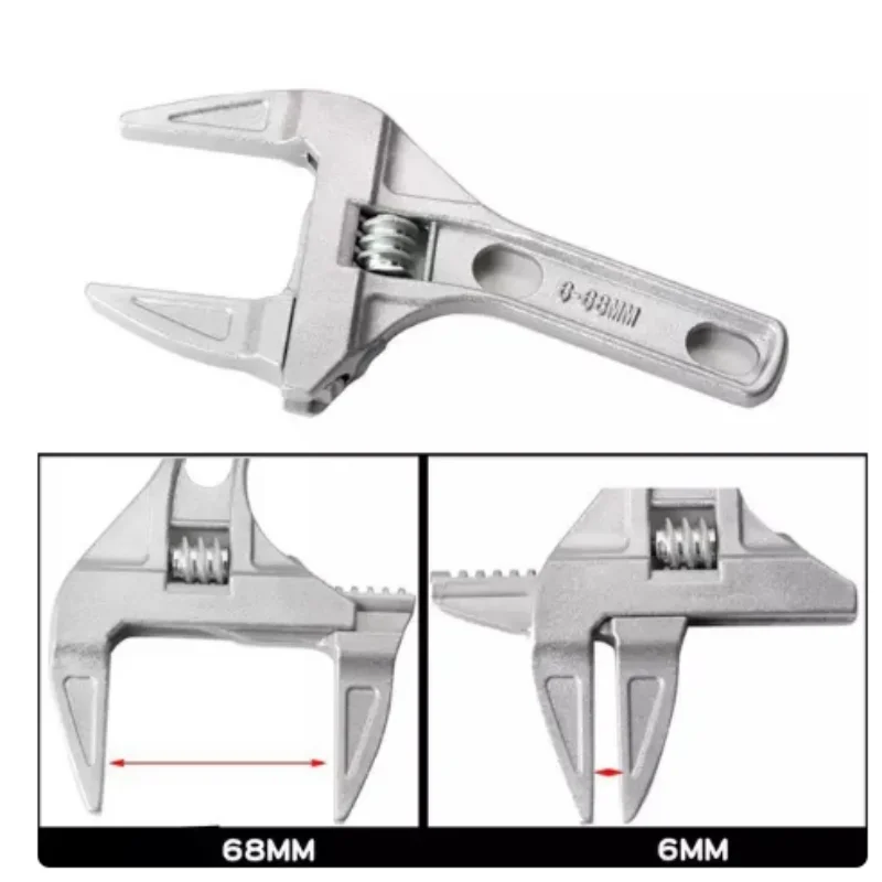 6-68mm Universal Repair Set Bathroom Hand Tools Large Opening Pipe Wrench Nut Key Adjustable Spanner Bathroom Repair Tool