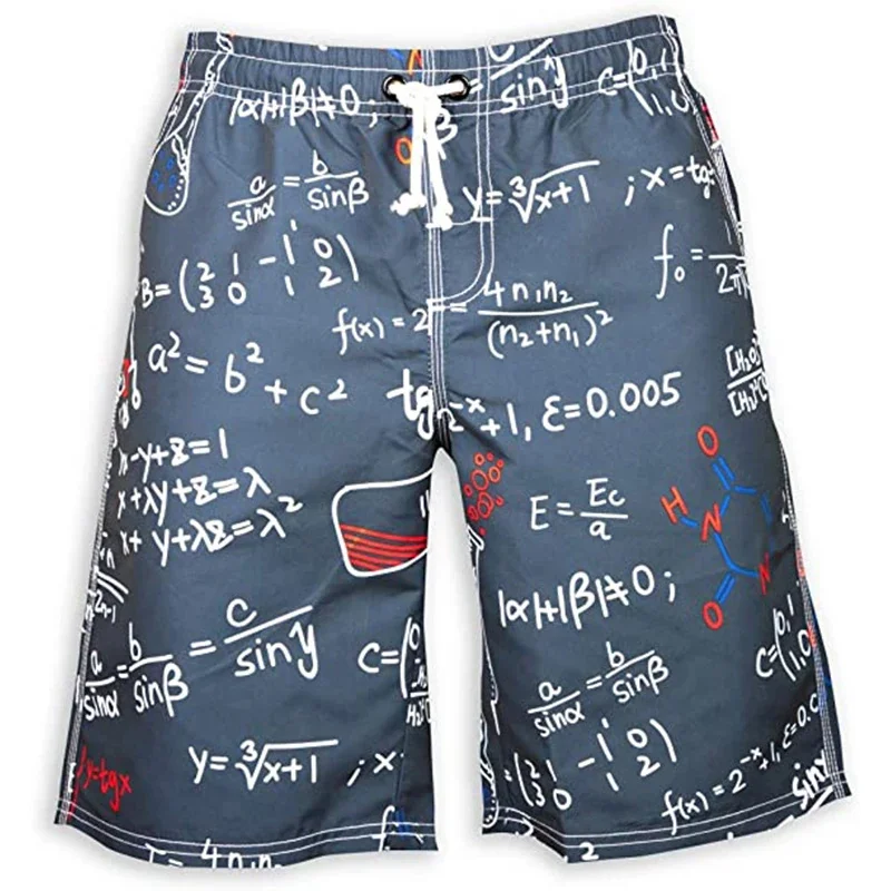 Colorful Ethnic Graphic Beach Shorts For Men Mathematical 3D Printed Short Pants Hawaiian Surf Ice Shorts Quick Dry Swim Trunks