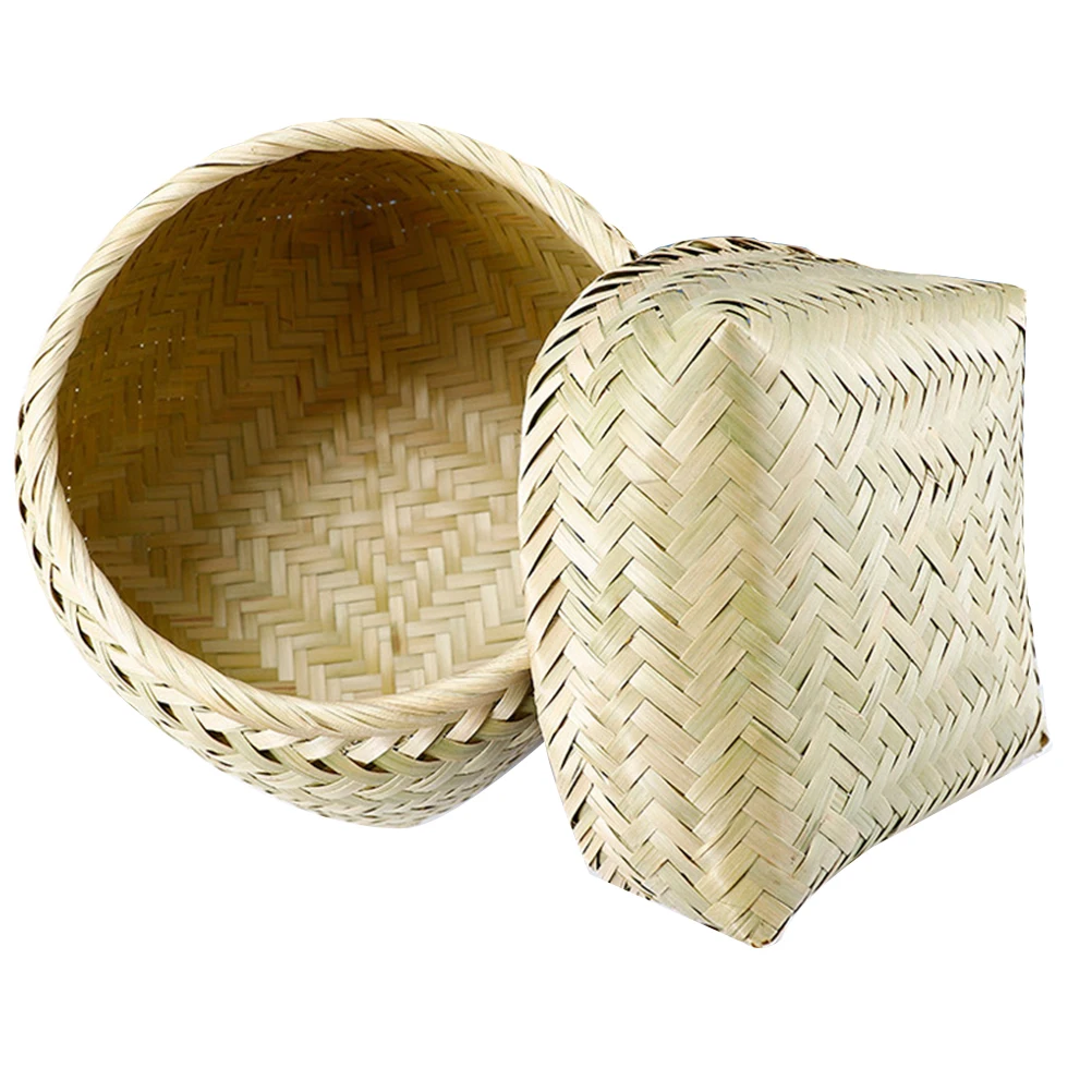 

Bamboo Bread Basket Woven Baskets Home Use Kitchen Storage Lid Fruits Pastry Home Use Basket Material
