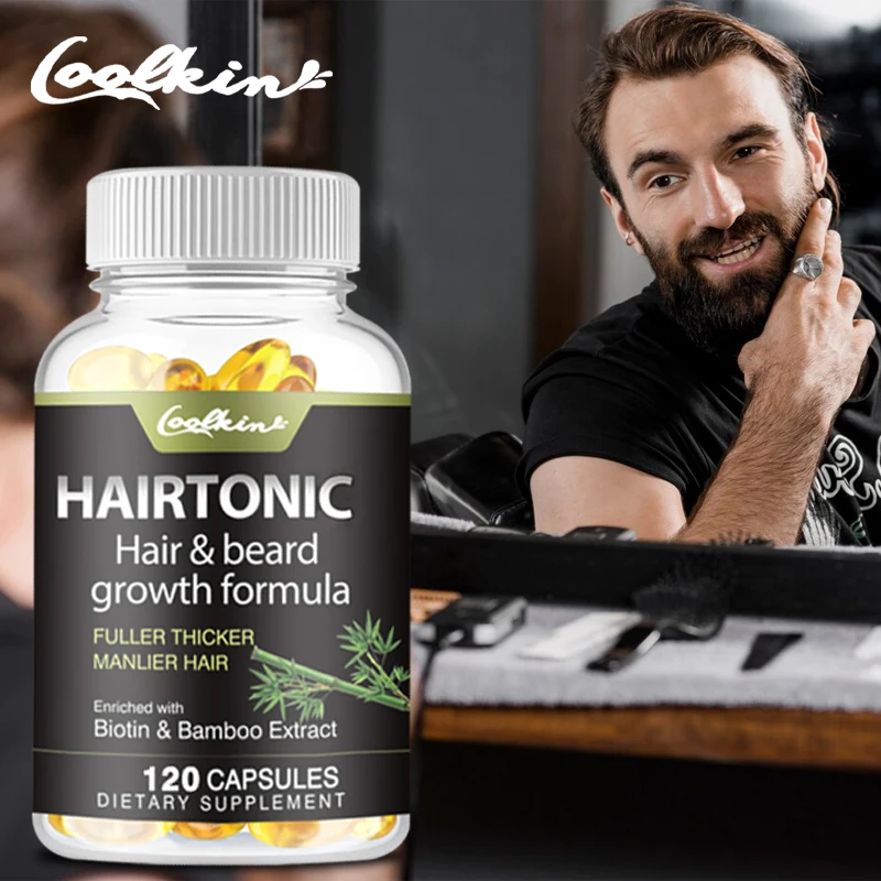 Hair & Beard Growth Capsules - with Biotin & Bamboo Extract - Thick Hair and Beard - Helps with Thinning and Hair Loss