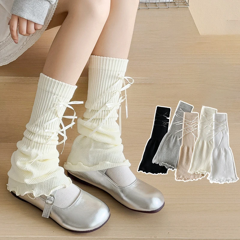 الشتاء الحلو القوس الدانتيل الجوارب Y2K القوس تصميم الحرارية التراص الكاحل الجوارب للنساء الفتيات الطبقات الجوارب الدافئة نمط الطقس البارد