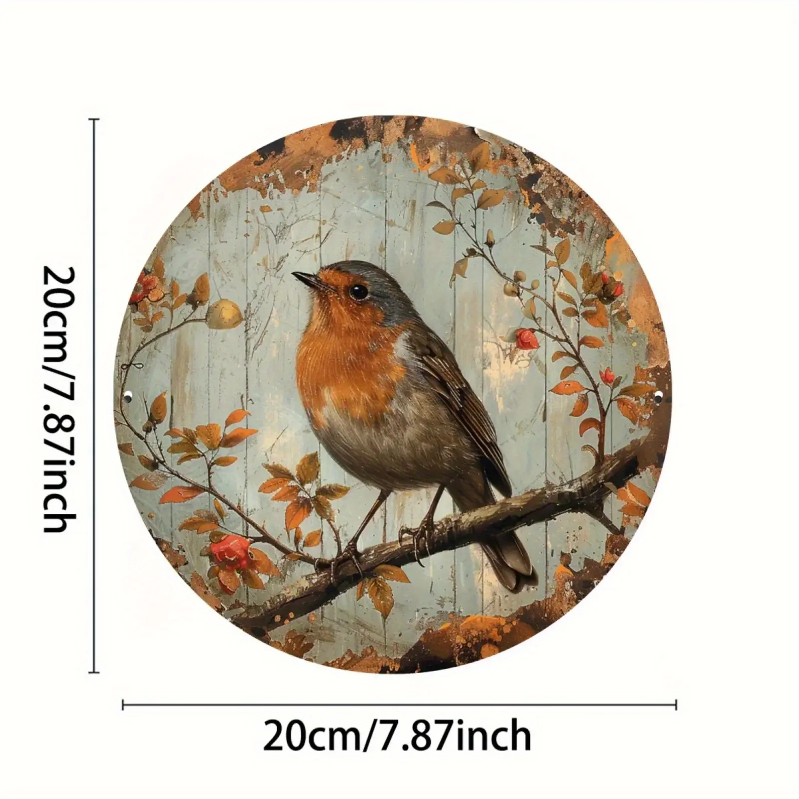 2D Flat, 1pc 2D Flat Wooden Printed Vintage Flying Bird Wall Decor - Distressed Floral Vine Decoration, Suitable for Home, Cafe,