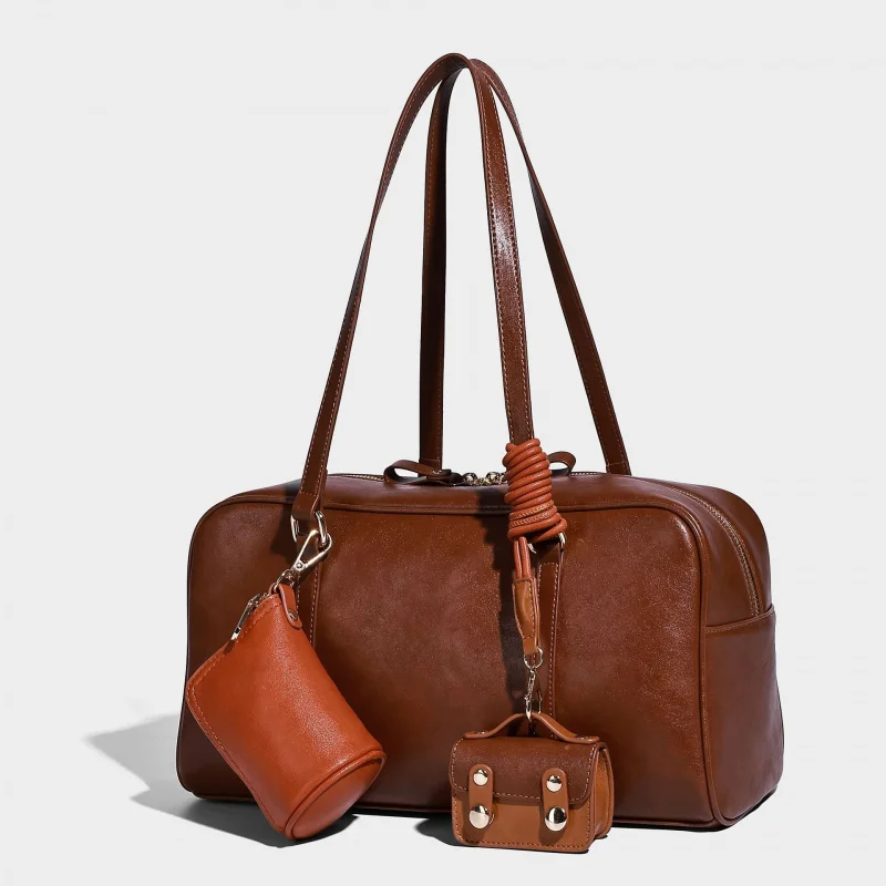 Handheld Boston bag, large capacity one shoulder armpit bag for commuting to work, pillow mother bag three piece set