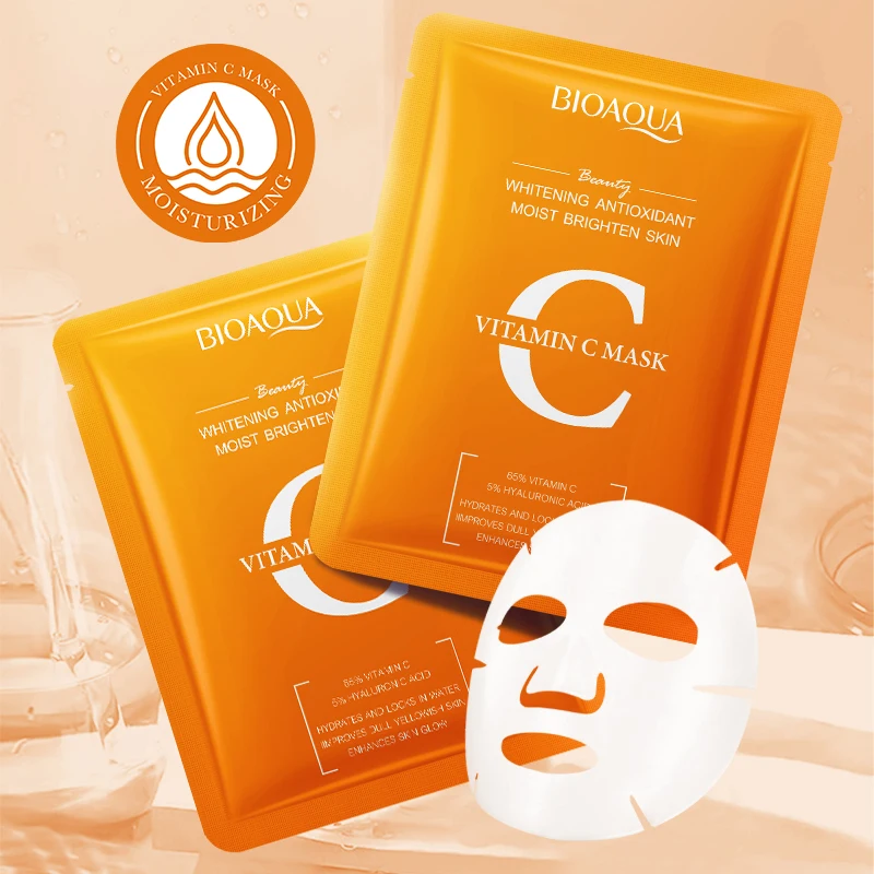 BIOAQUA Vitamin C Whitening Facial Masks Moisturizing Anti-Aging Anti Wrinkles Hydrating Face Mask Facial Skin Care Products view 6