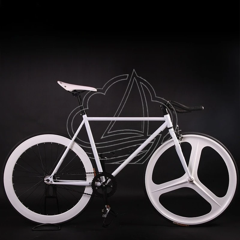 Adult Fixed Gear Bike, Magnesium Alloy 3-spoke Wheel, 700C Vintage Inverse Riding Bicycle