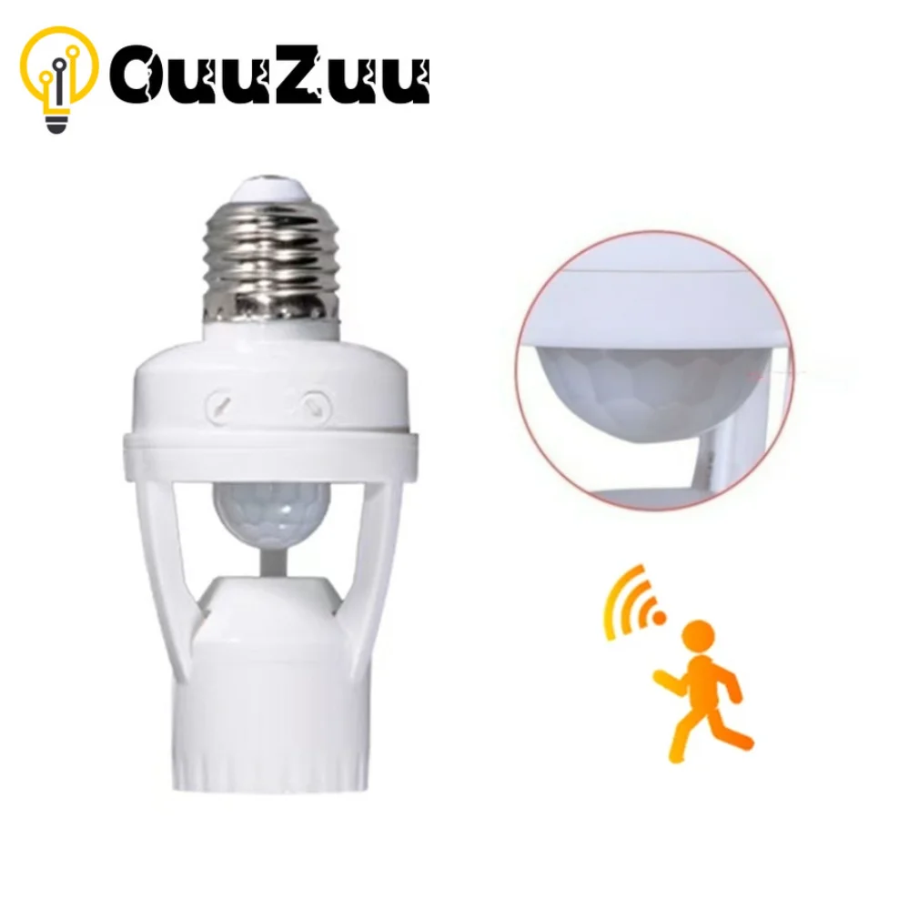 Smart Light Bulb Switch 360 Degrees PIR Human Induction Motion Sensor 110V-240V LED E27 Base Holder Socket Adapter Converter